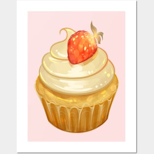 Strawberry Vanilla Cupcake Posters and Art